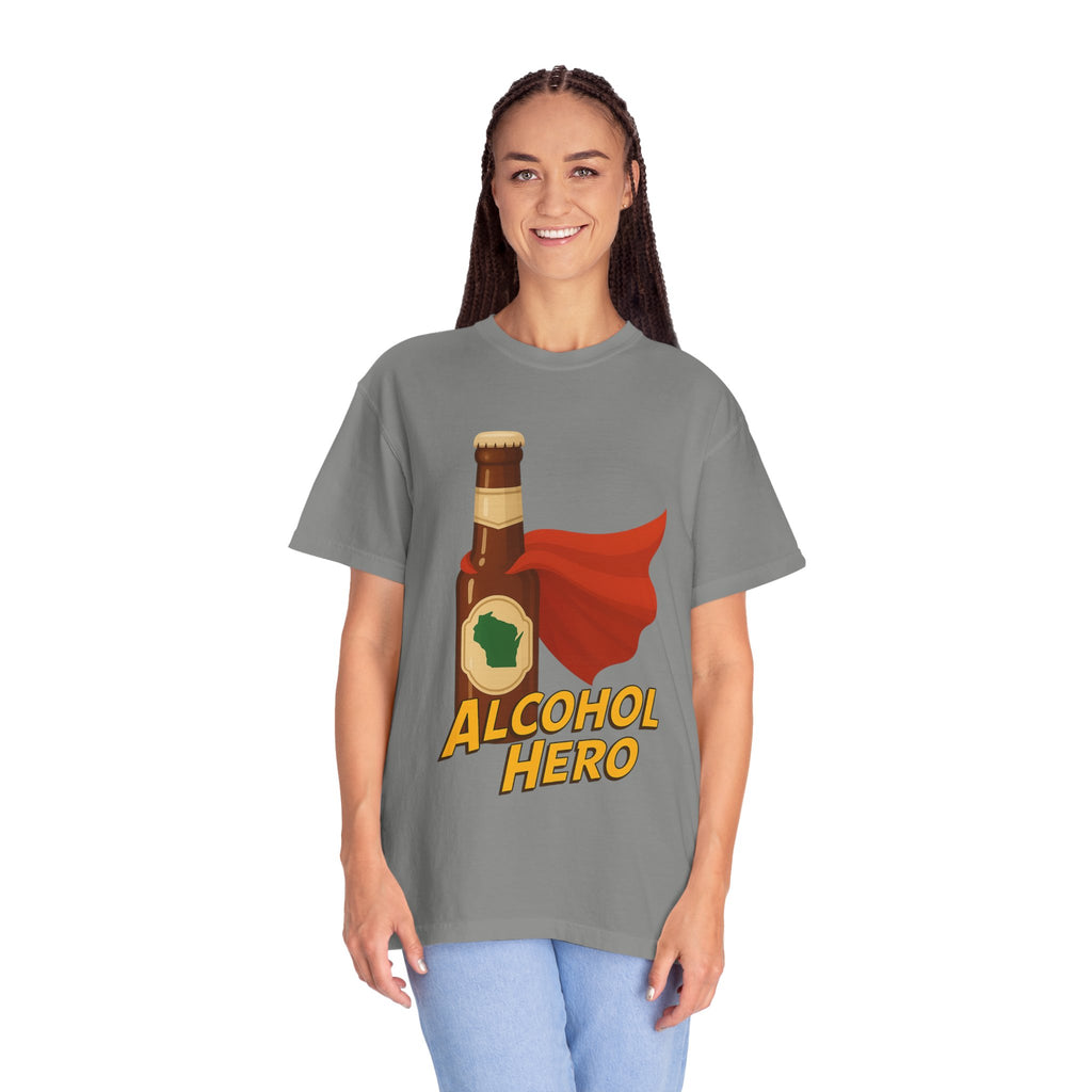Alcohol Hero Beer Bottle T-Shirt — Funny Wisconsin Drinking Tee