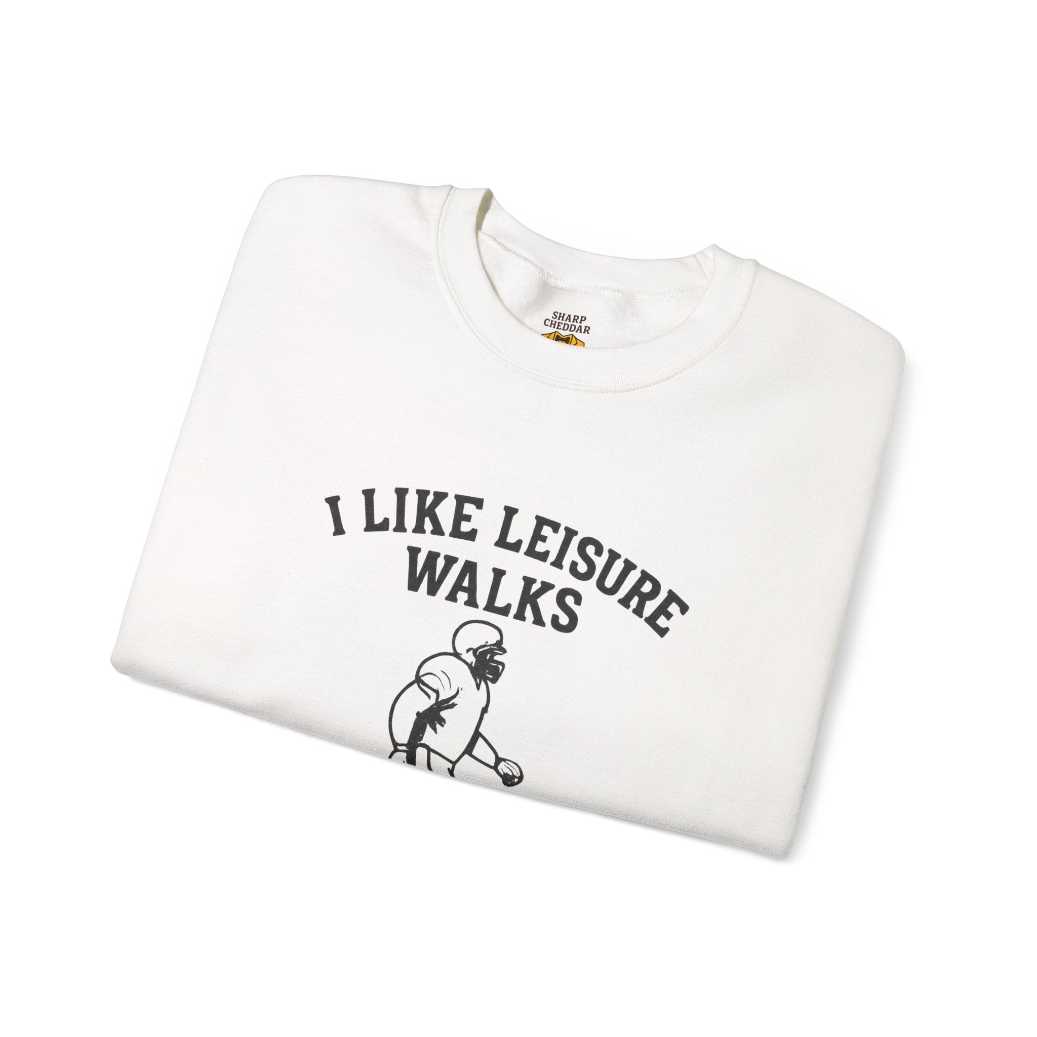 Football Lineman Crewneck Sweatshirt - I Like Leisure Walks Along the Scrimmage