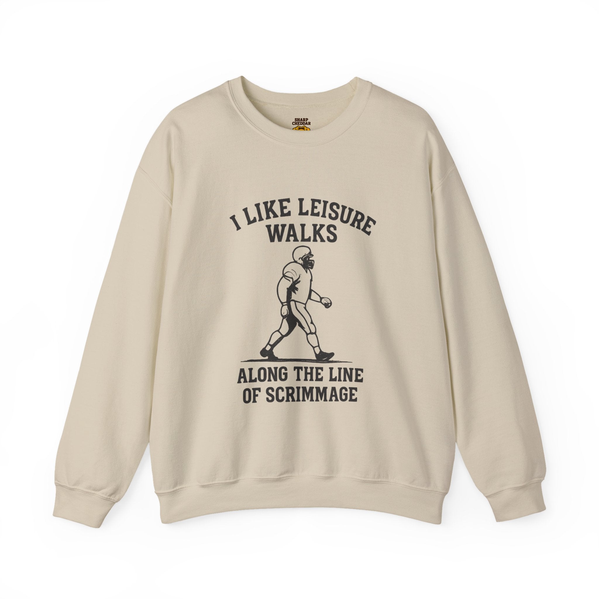 Football Lineman Crewneck Sweatshirt - I Like Leisure Walks Along the Scrimmage