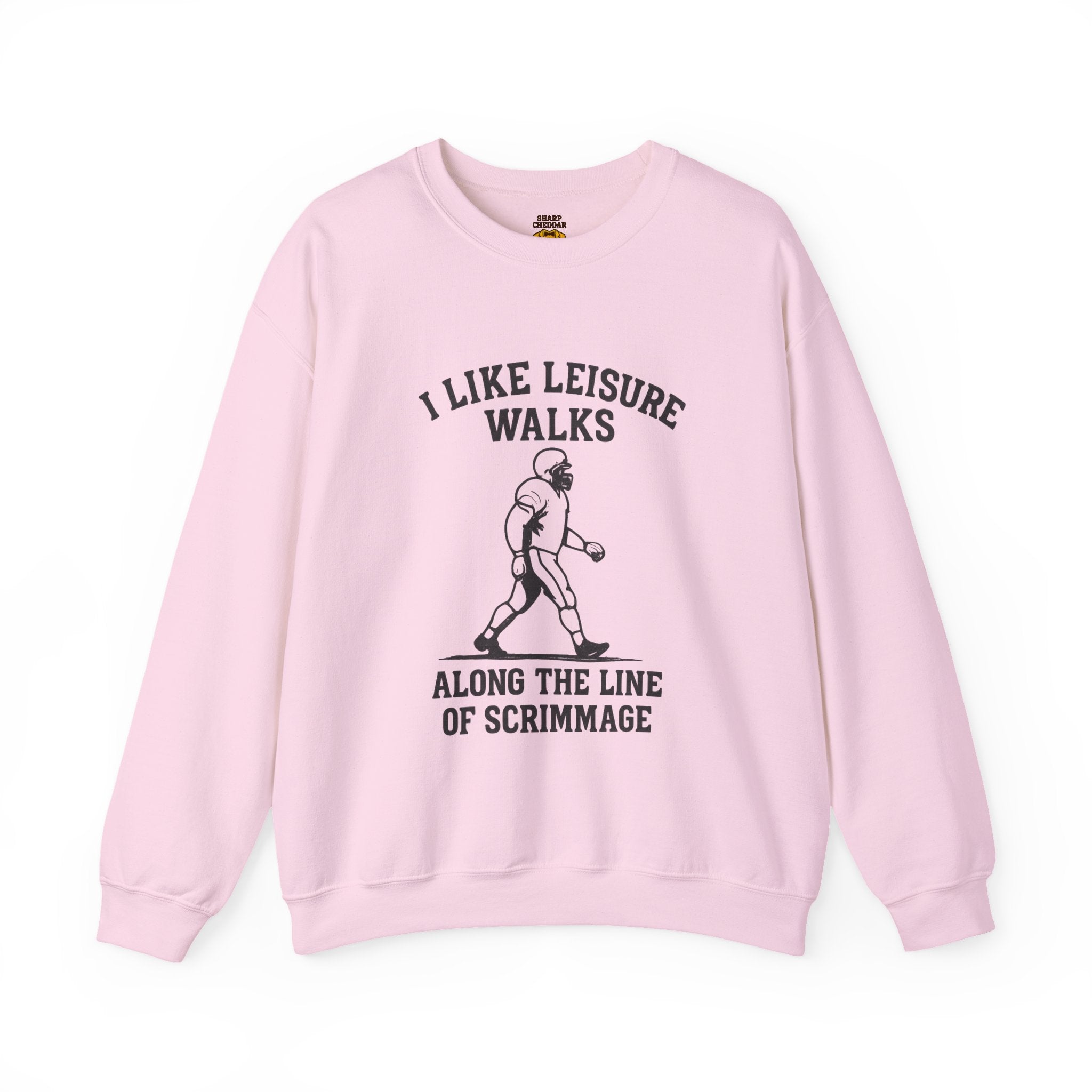 Football Lineman Crewneck Sweatshirt - I Like Leisure Walks Along the Scrimmage