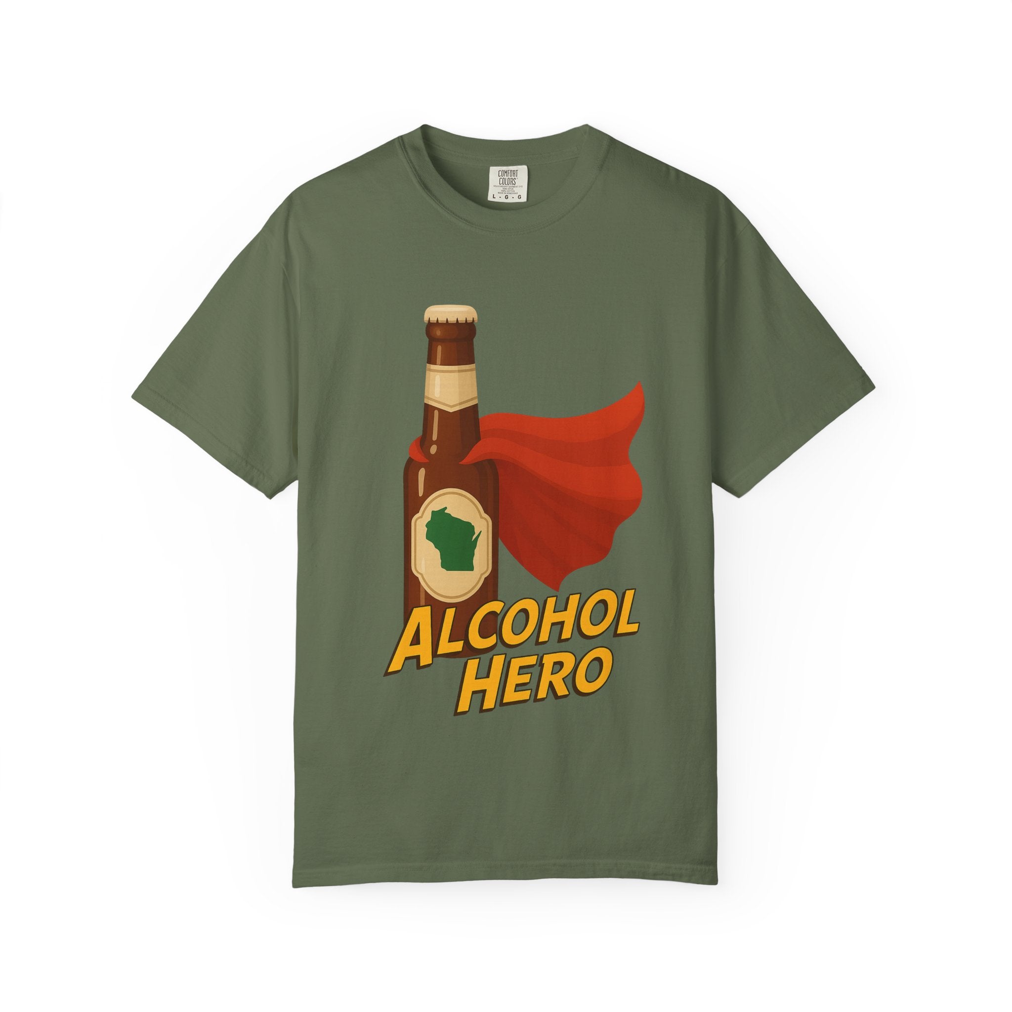Alcohol Hero Beer Bottle T-Shirt — Funny Wisconsin Drinking Tee