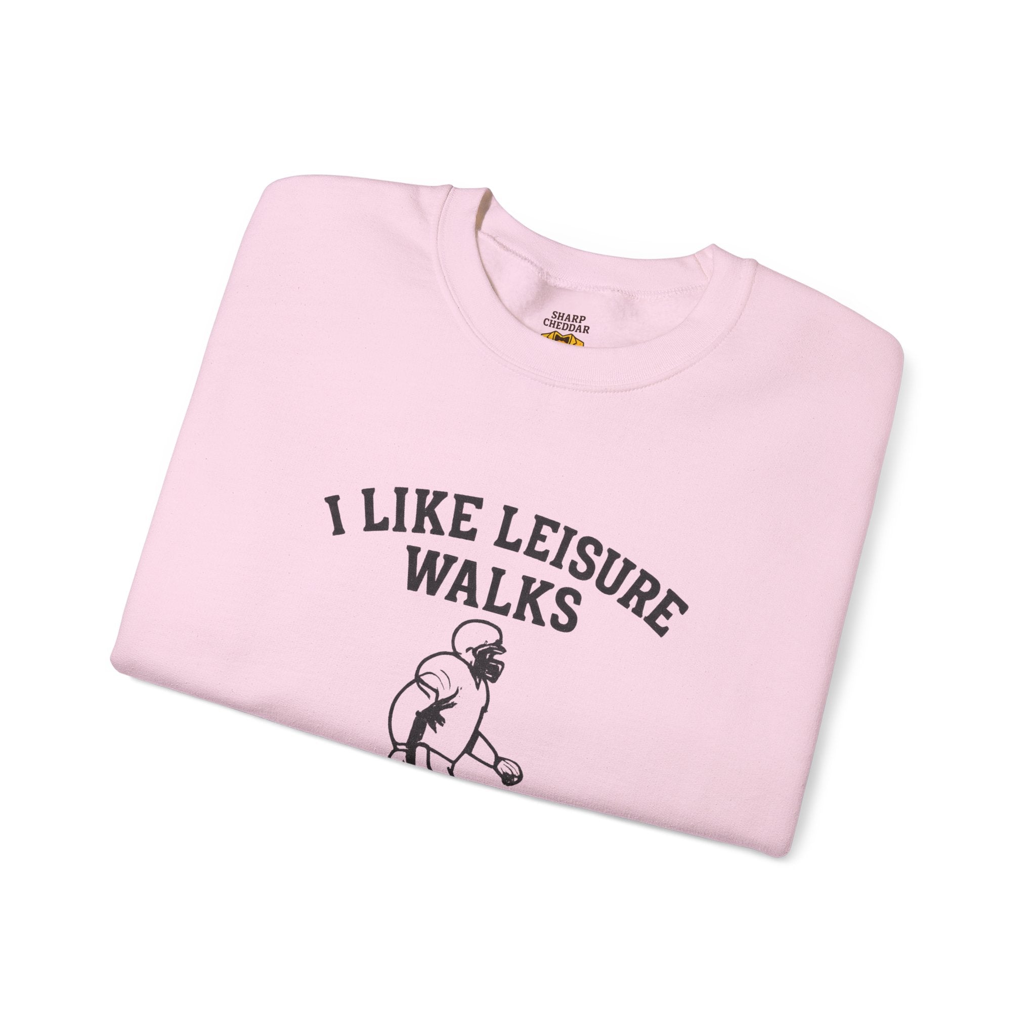 Football Lineman Crewneck Sweatshirt - I Like Leisure Walks Along the Scrimmage