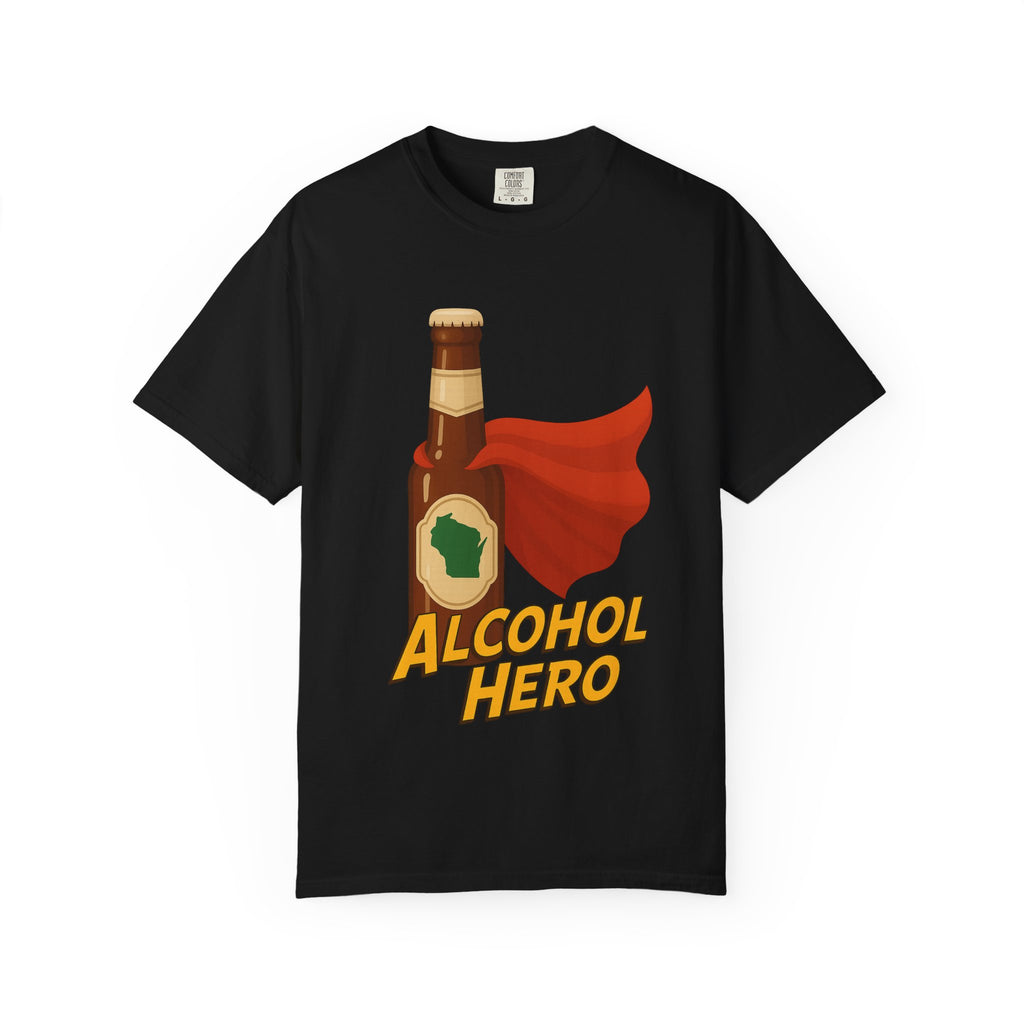 Alcohol Hero Beer Bottle T-Shirt — Funny Wisconsin Drinking Tee
