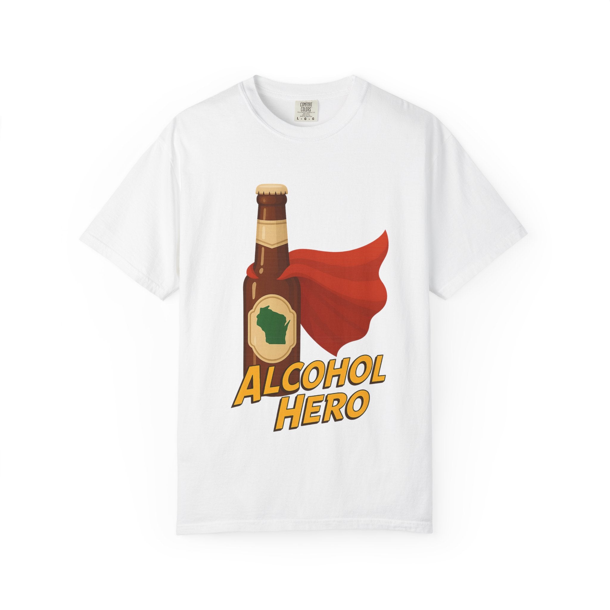 Alcohol Hero Beer Bottle T-Shirt — Funny Wisconsin Drinking Tee