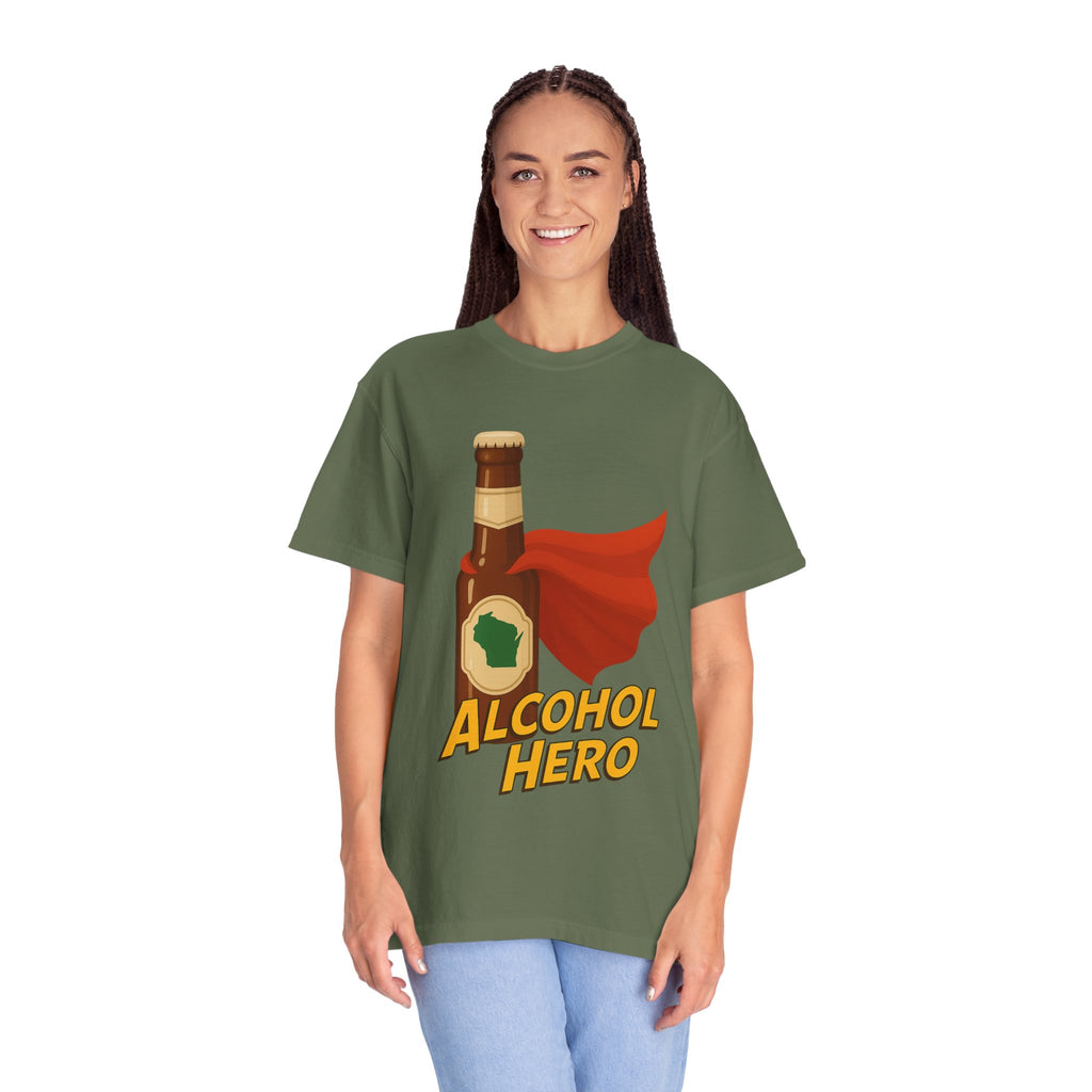 Alcohol Hero Beer Bottle T-Shirt — Funny Wisconsin Drinking Tee