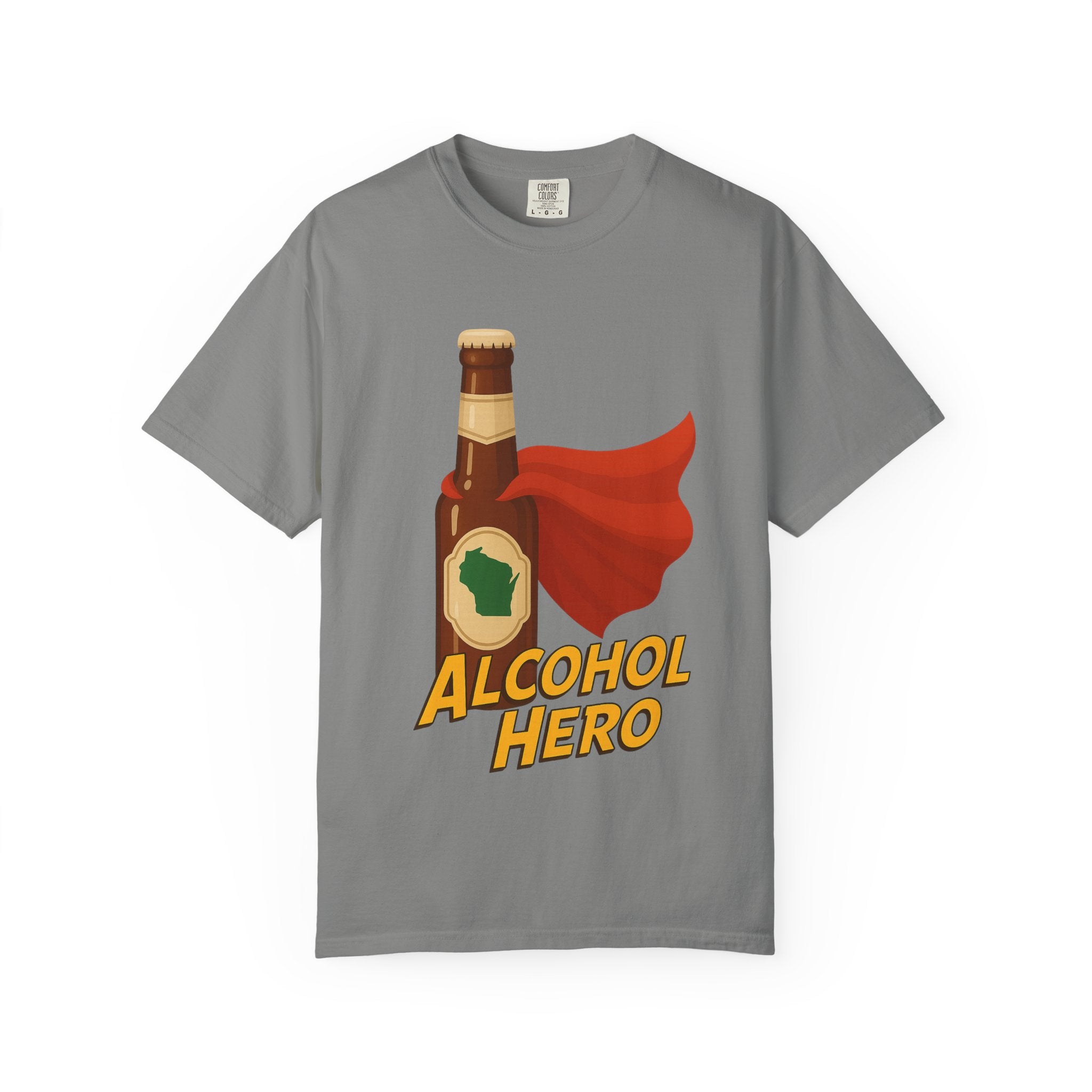 Alcohol Hero Beer Bottle T-Shirt — Funny Wisconsin Drinking Tee