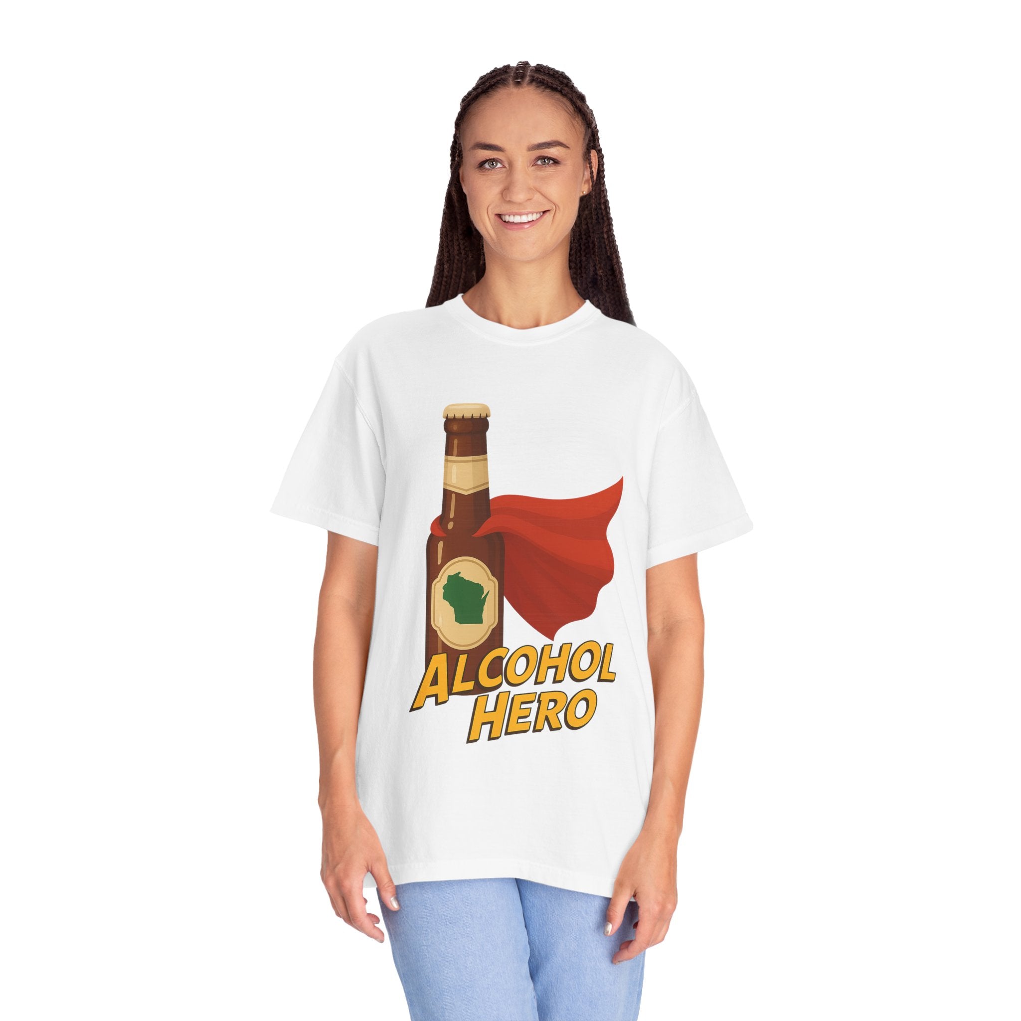 Alcohol Hero Beer Bottle T-Shirt — Funny Wisconsin Drinking Tee