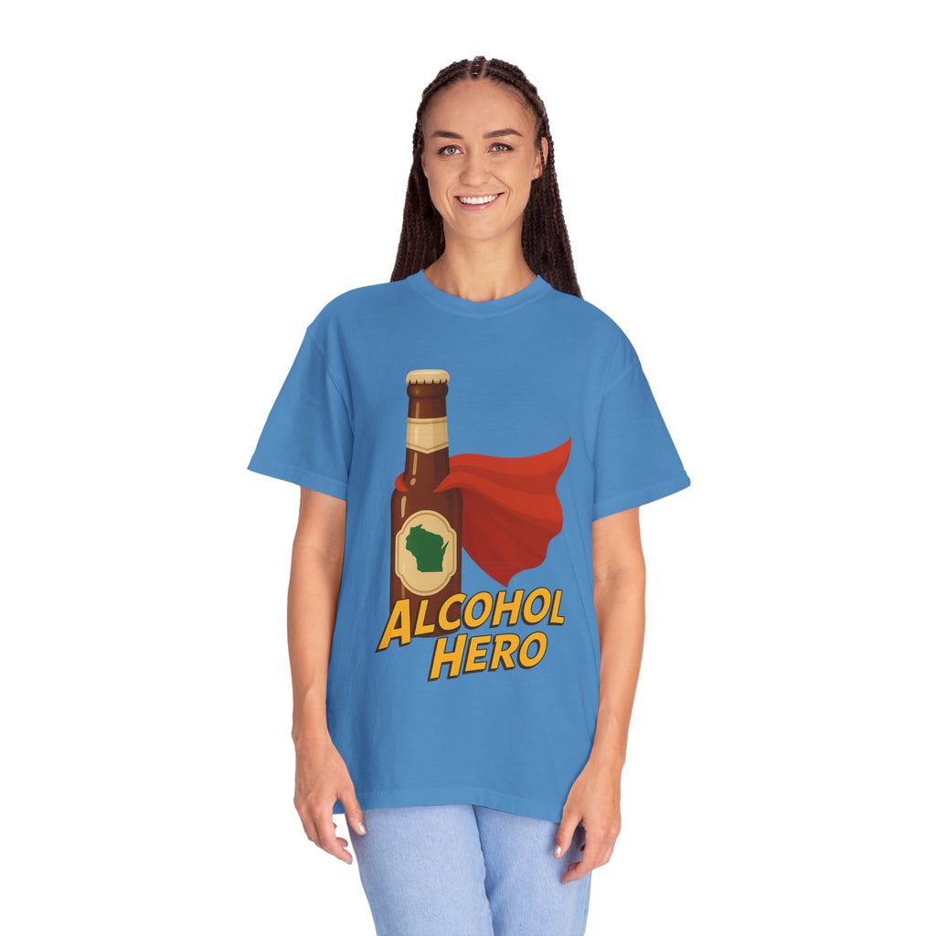 Alcohol Hero Beer Bottle T-Shirt — Funny Wisconsin Drinking Tee
