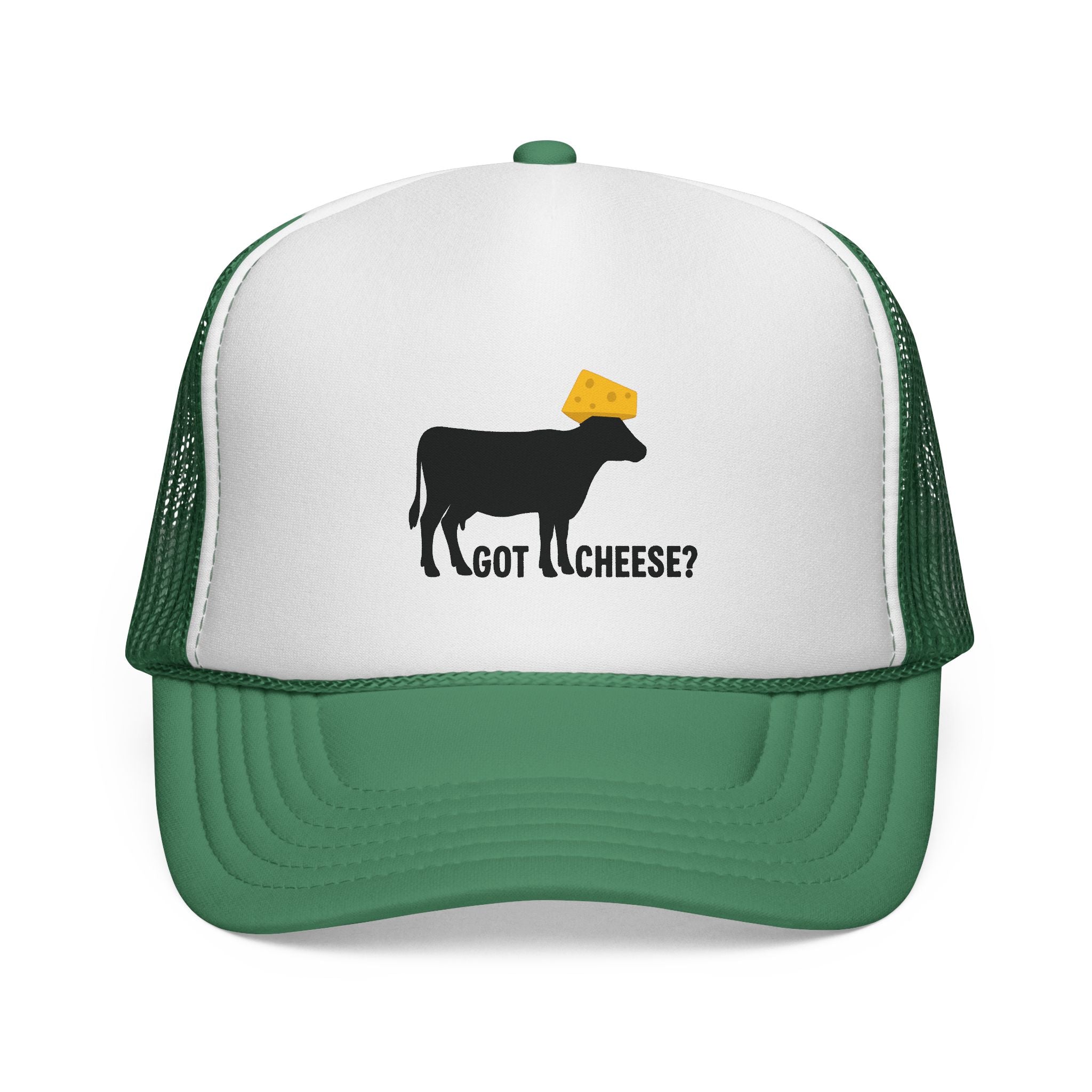 Funny Trucker Cap - Cow with Cheesehead Hat - Got Cheese